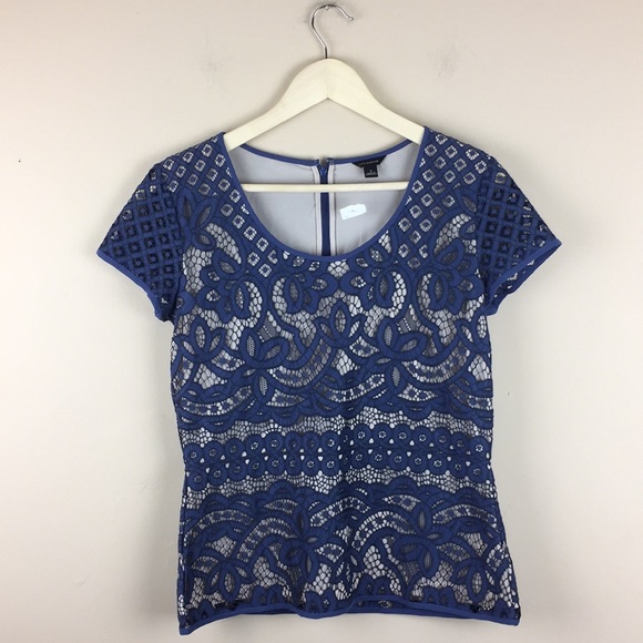 Ann Taylor Tops - NWT Ann Taylor Blue scalloped Top Size Small